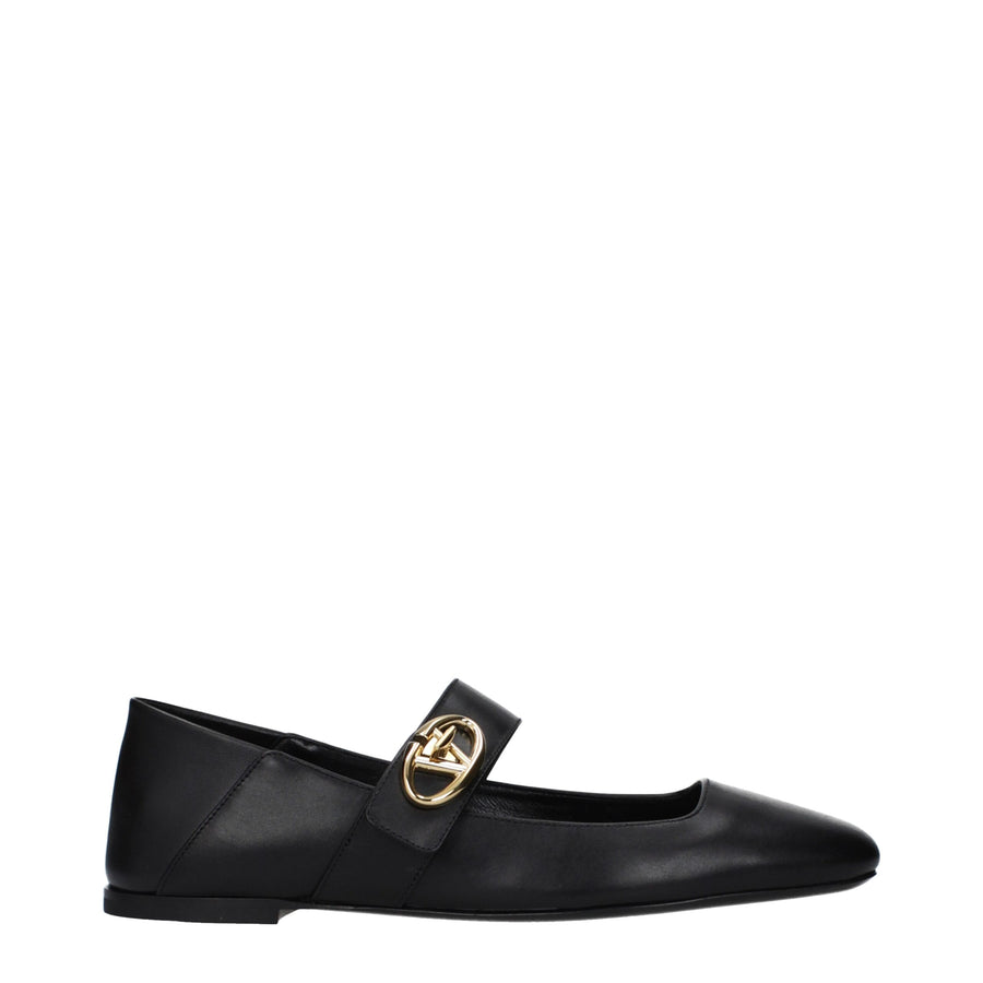 Black Leather Ballet Flats