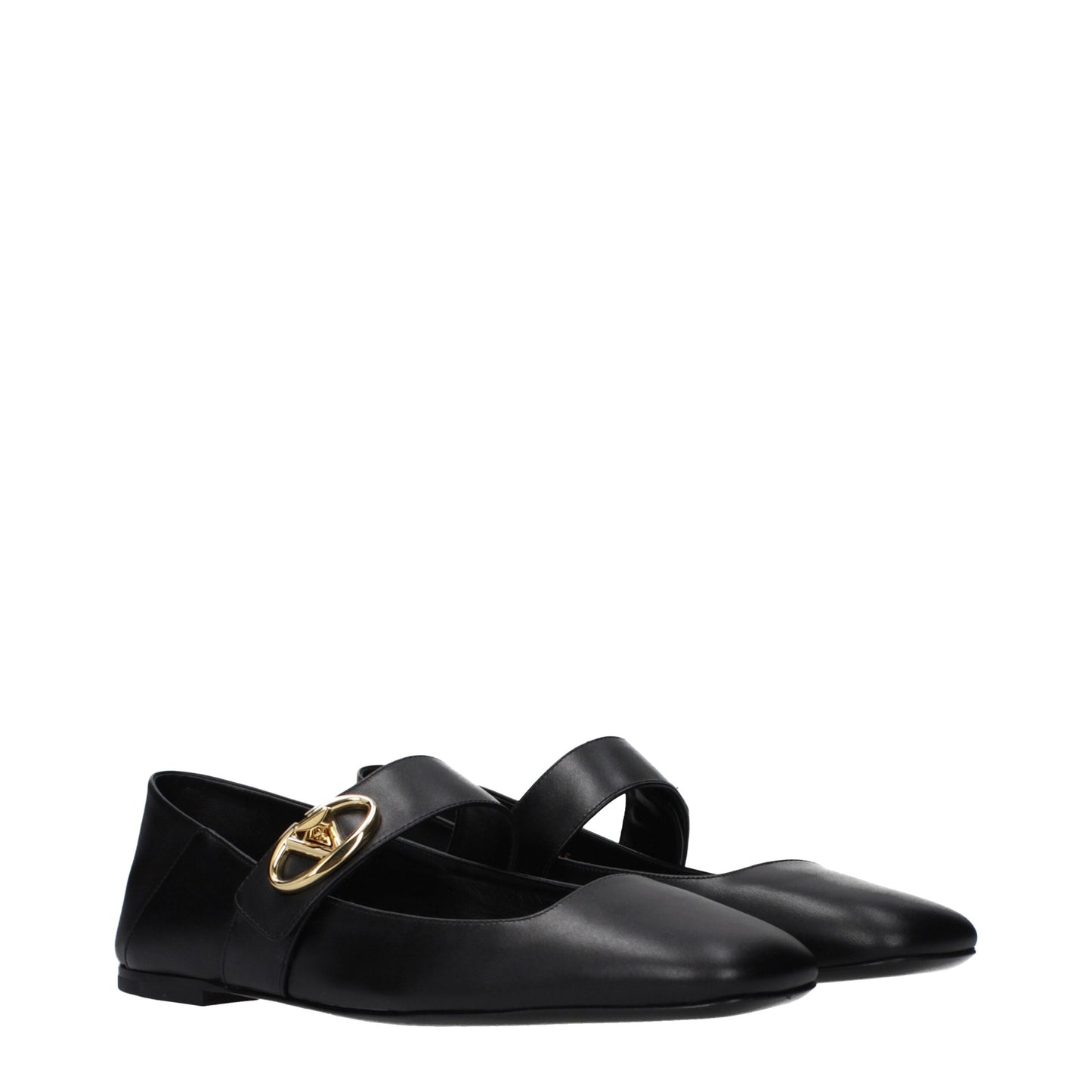 Black Leather Ballet Flats
