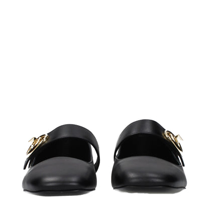 Black Leather Ballet Flats