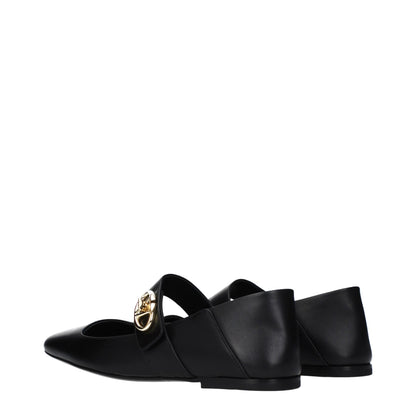 Black Leather Ballet Flats