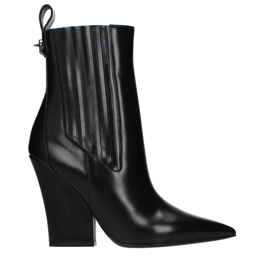 Black Leather Ankle Boots