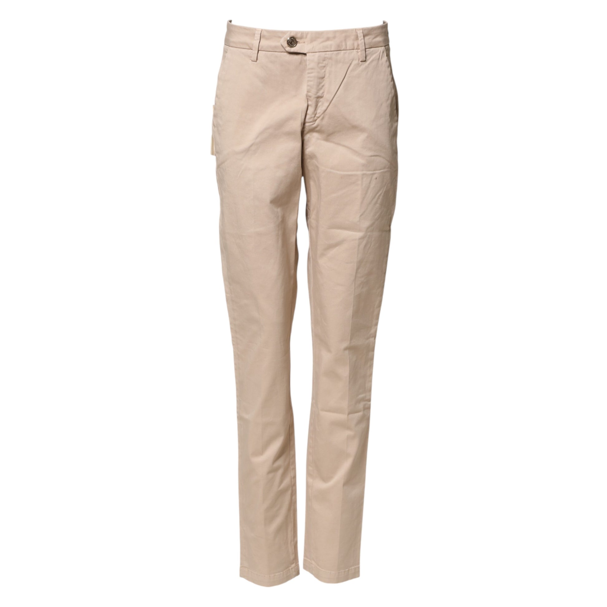 Beige Straight Mid Waist Chino Trouser Casual Pants