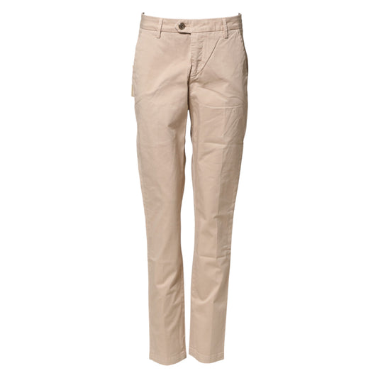 Beige Straight Mid Waist Chino Trouser Casual Pants