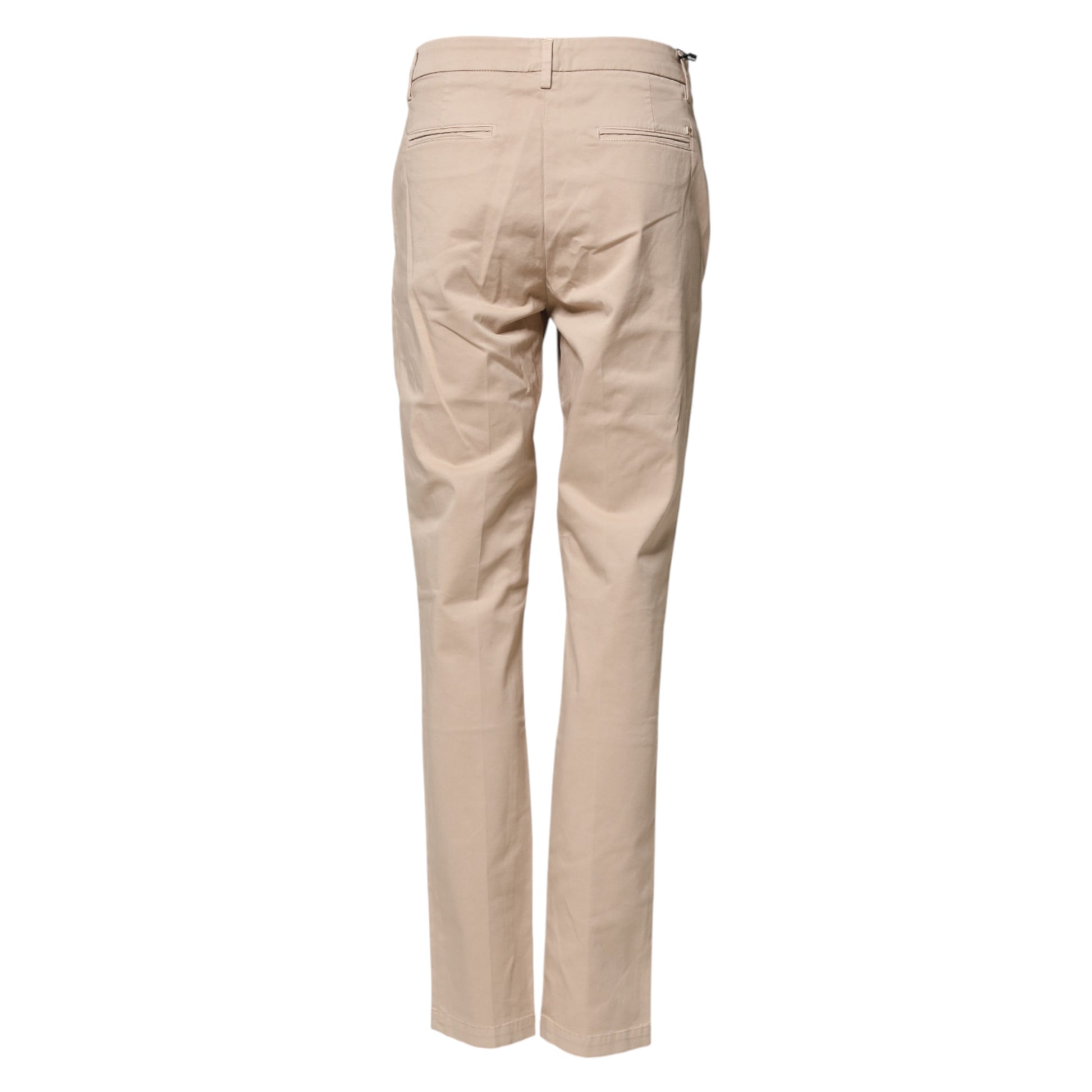 Beige Straight Mid Waist Chino Trouser Casual Pants