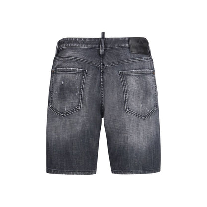 Black Cotton Bermuda Shorts