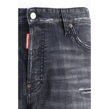 Black Cotton Bermuda Shorts