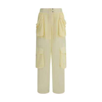 Yellow Polyester Cargo Pants