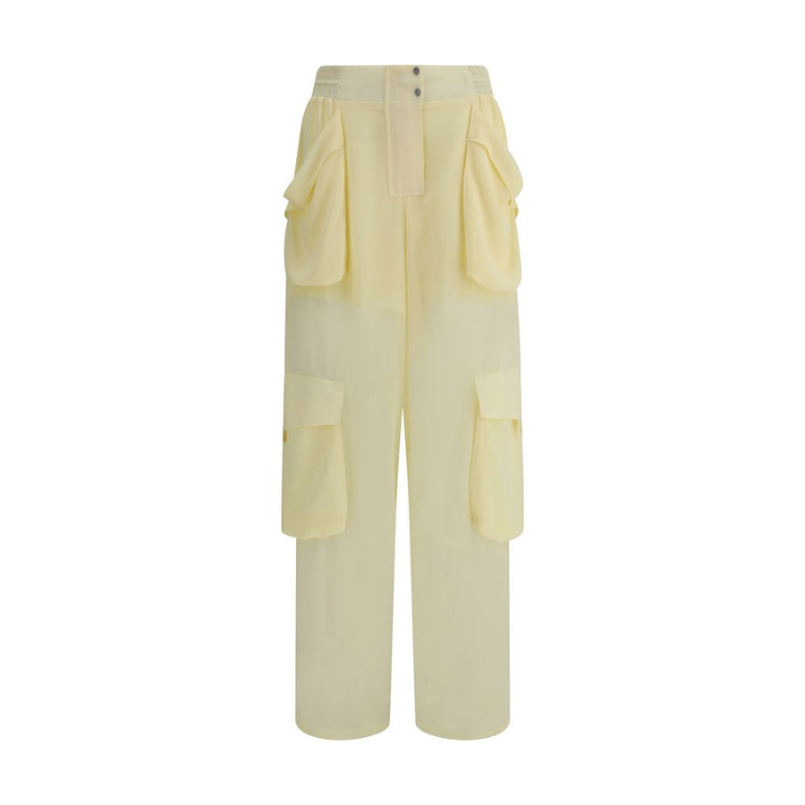 Yellow Polyester Cargo Pants