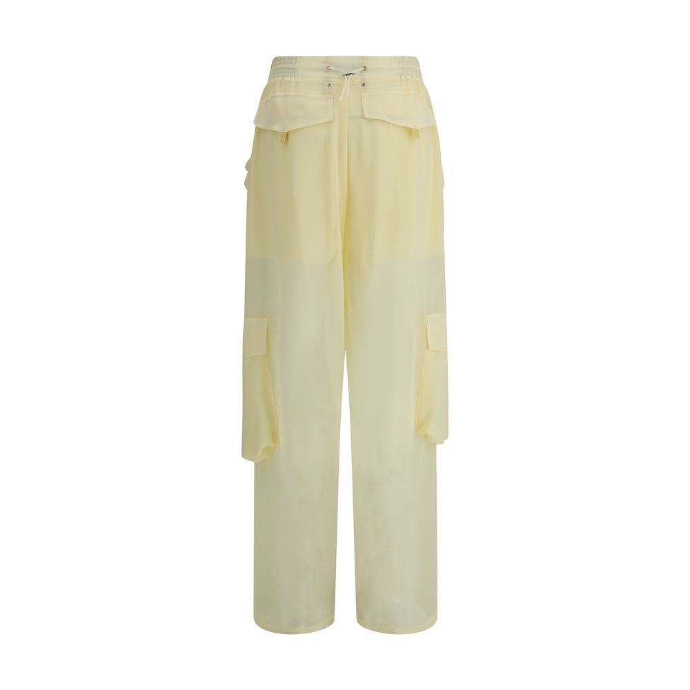 Yellow Polyester Cargo Pants
