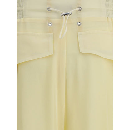 Yellow Polyester Cargo Pants