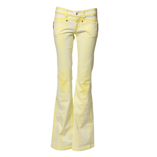 Yellow Cotton Bootcut Low Waist Denim Trouser Jeans