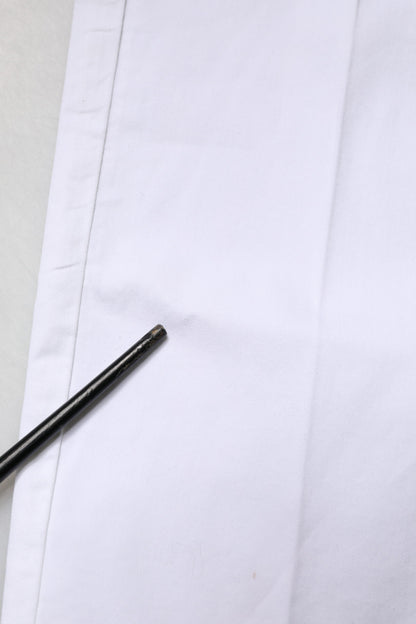 White Cotton Skinny Mid Waist Chino Trouser Pants