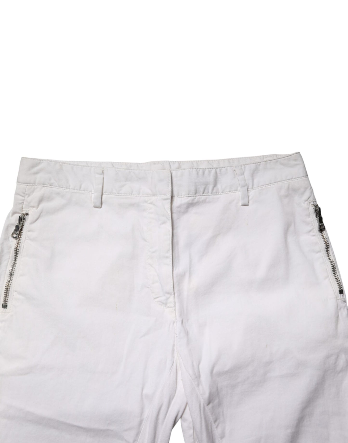 White Mid Waist Skinny Chino Cotton Trouser Pants