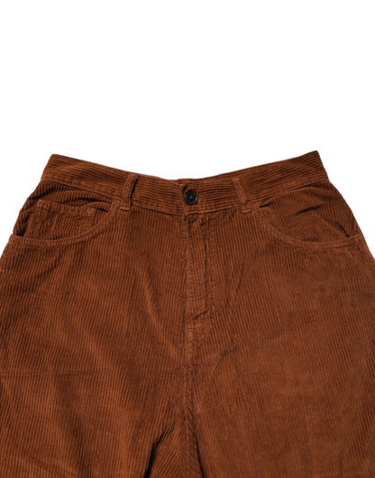 Brown Wide Leg High Waist Corduroy Denim Trouser Jeans
