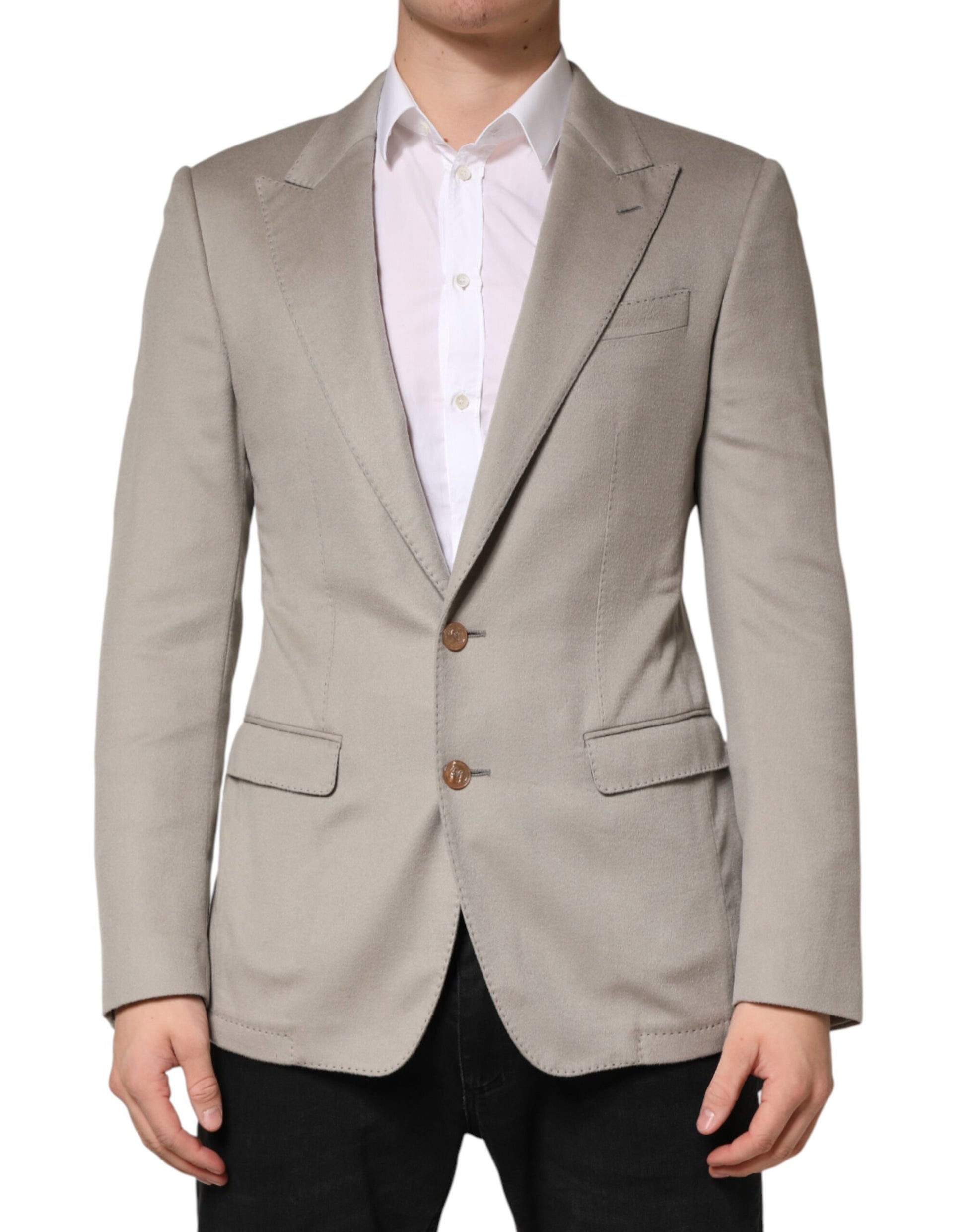 Gray Cashmere Single Breasted Jacket Blazer