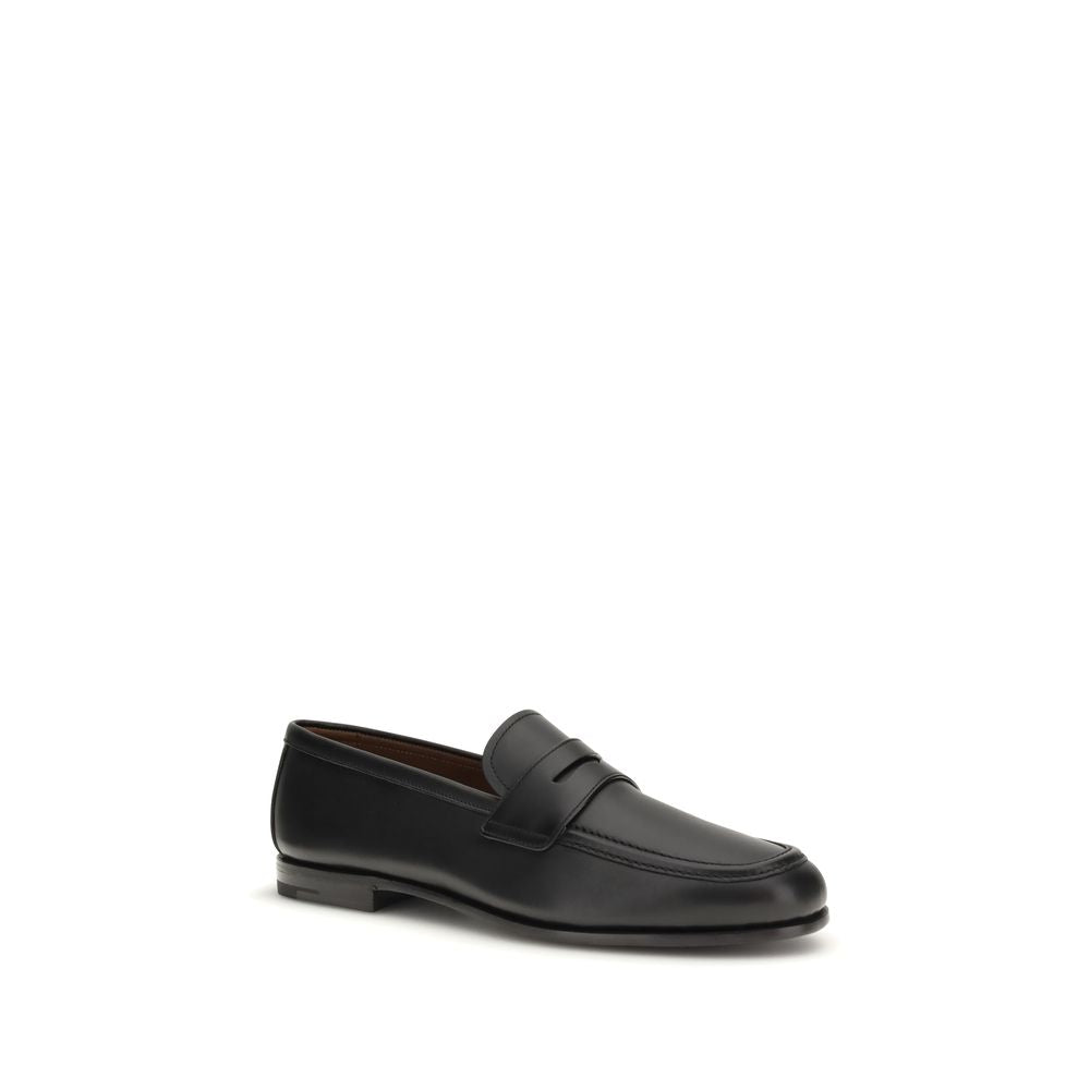 Black Calf Leather Bos Taurus Slip-On Loafers