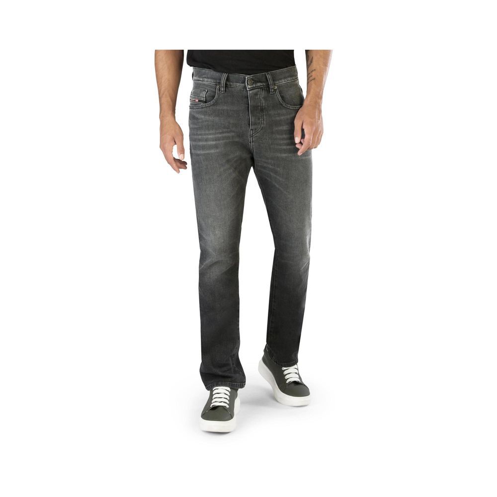 Black Cotton Straight-Leg Jeans