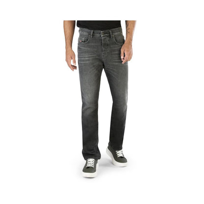 Black Cotton Straight-Leg Jeans