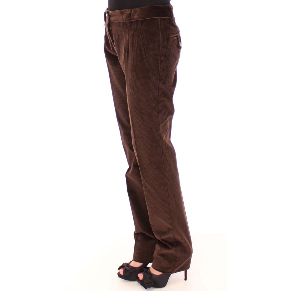 Brown Cotton Casual Pants