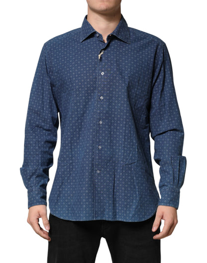 Blue Button Down Long Sleeves Men Shirt