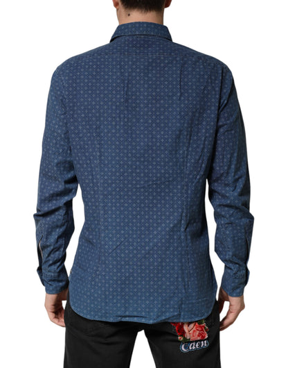 Blue Button Down Long Sleeves Men Shirt