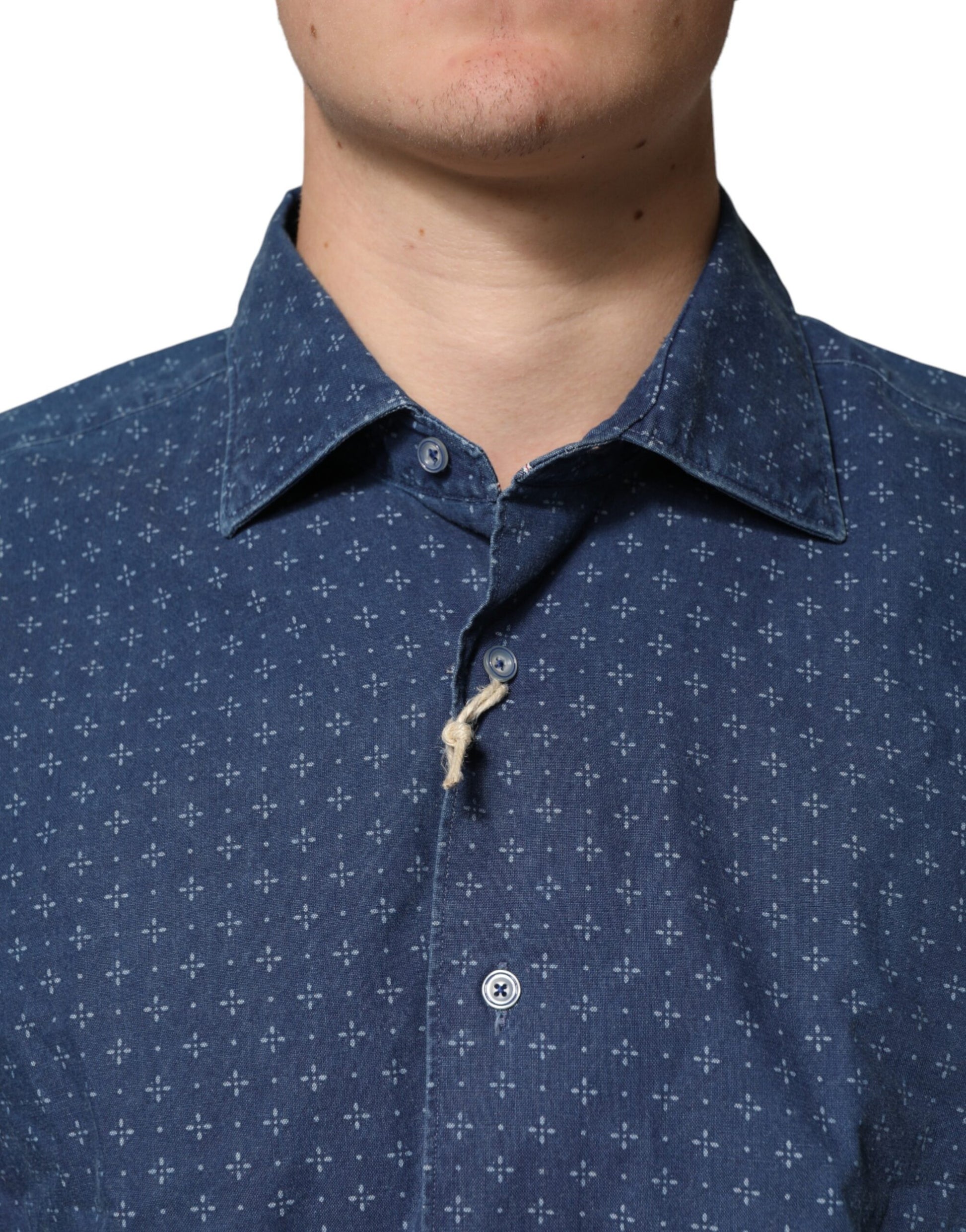 Blue Button Down Long Sleeves Men Shirt