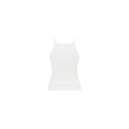 White Cotton Sleeveles T-Shirt
