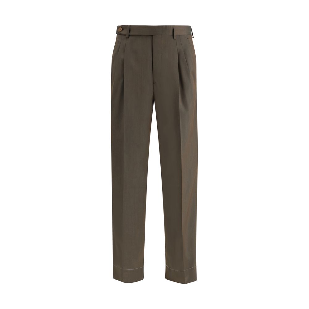 Bicolor Fleece Wool Casual Pants